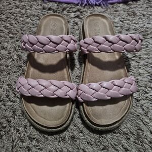 Mudd Brooklyn Blush Pink Braided Strap Fashion Sandals | Youth 4
